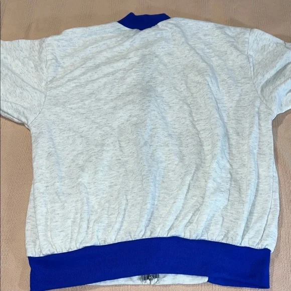 Vintage KEY heather gray zip up jacket with blue accents - Picture 3 of 3